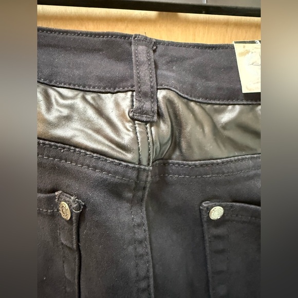 Free Culture Black Skinny Jeans with Faux Leather Inserts. - Picture 11 of 13